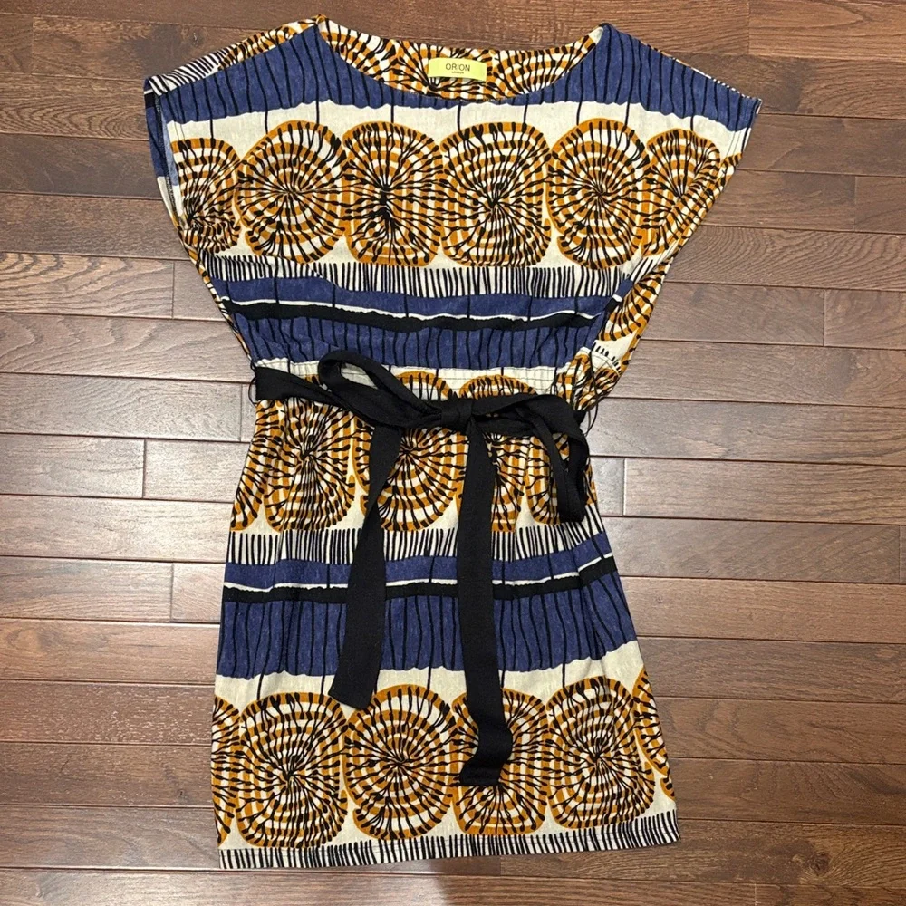 Orion London Belted Printed Dress Abstract Geometric Print | Size XS-S - Picture 4 of 10